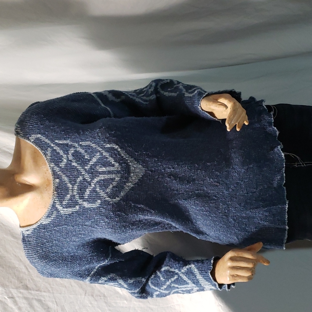 Bill Baber Scottish Handmade Blue Pullover Knit Sweater L/XL